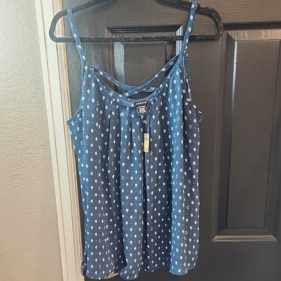 Torrid Blue and White Tie Front Camisole - Picture 1 of 3